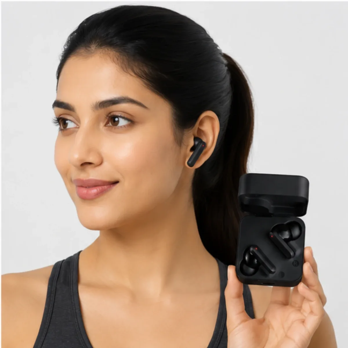 Premium Wireless Bluetooth Earbuds with Charging Case – Black