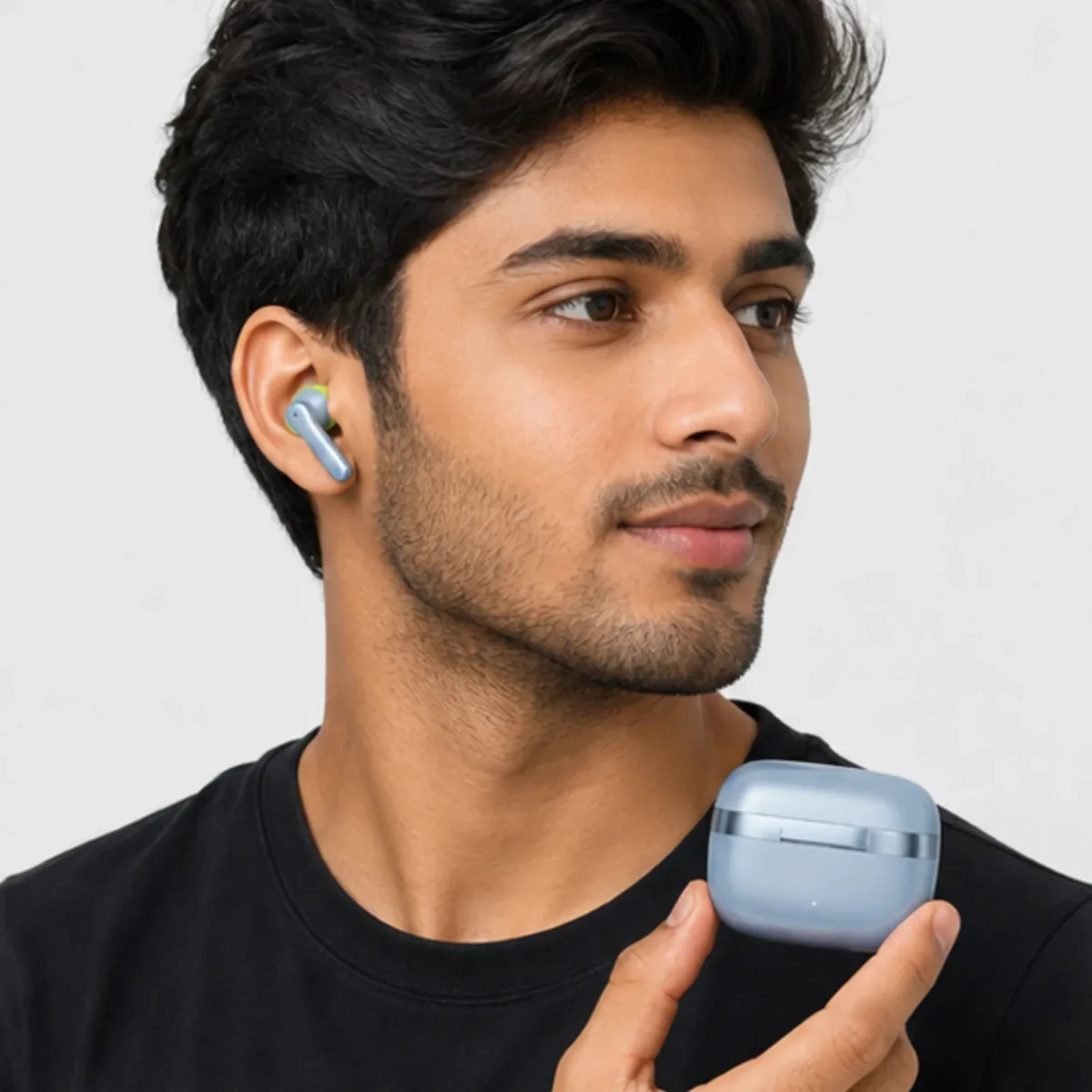 Wireless Bluetooth TWS Earbuds with Charging Case – Blue & Lime Green